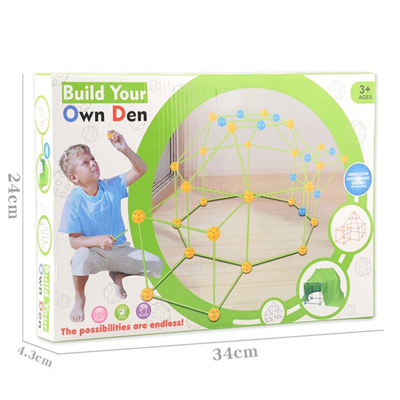 

Tent Dollhouse DIY Kids Construction Fort Kit Camp Outdoor Indoor Toy Tent Set Fort Builder Build Making Gift for Boys Girl
