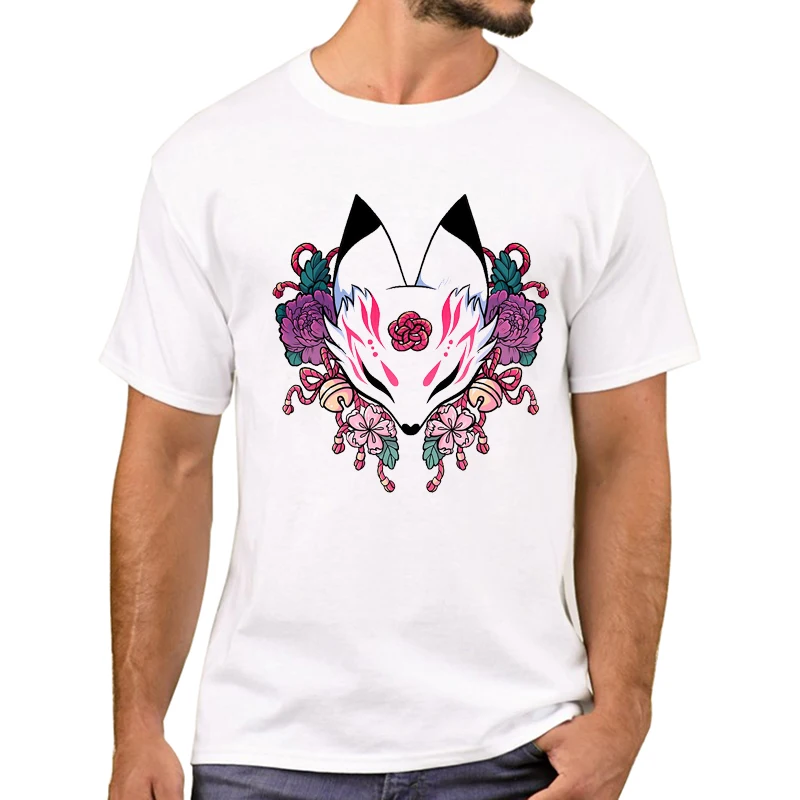 TEEHUB Heiße Verkäufe Vintage Japanischen Fuchs Männer T-Shirt Glück Kitsune Gedruckt T Shirts Kurzarm T-shirts Junge Harajuku T – Detail 5