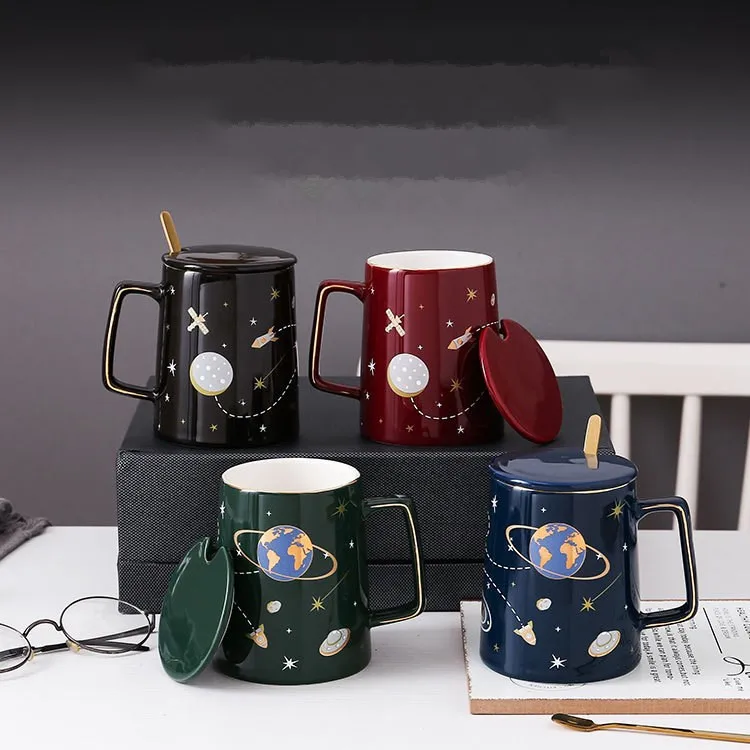 Романтическая кружка молочного пути с вышитыми лентами ручкой крышкой ложкой