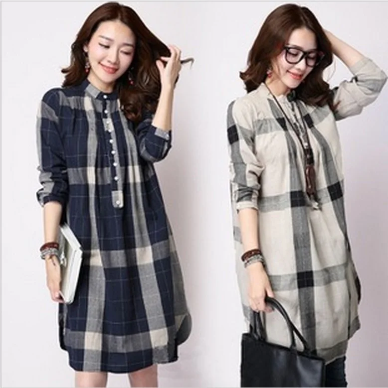 

XUXI 2021 Spring Autumn Women Large Size Shirt Loose Mid-length Korean Cotton And Linen Long Sleeve Thin Blouses E2095