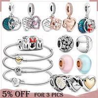 2021 mothers day 925 sterling silver bead heart mom sparkling charms fit original pandora bracelets women diy jewelry gifts