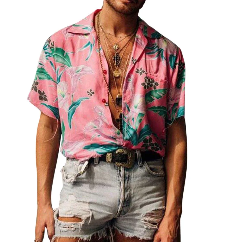 

2021 Spring New Floral Loose Men's Short-sleeved Shirt Shirt Casual Type Top