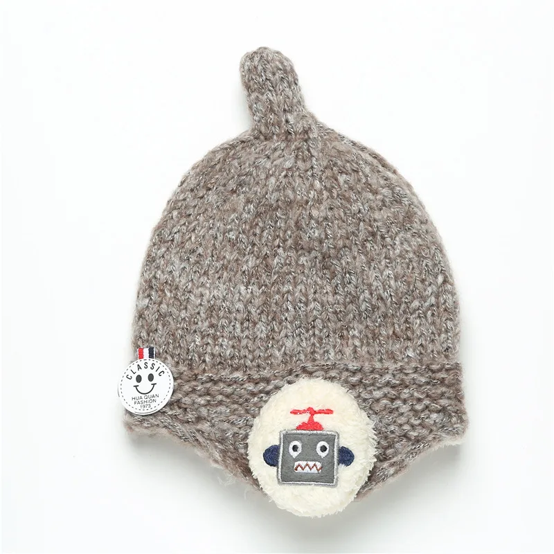 Зимняя детская плотная Шапка бини вязаная двойная толстая мягкая теплая шапка