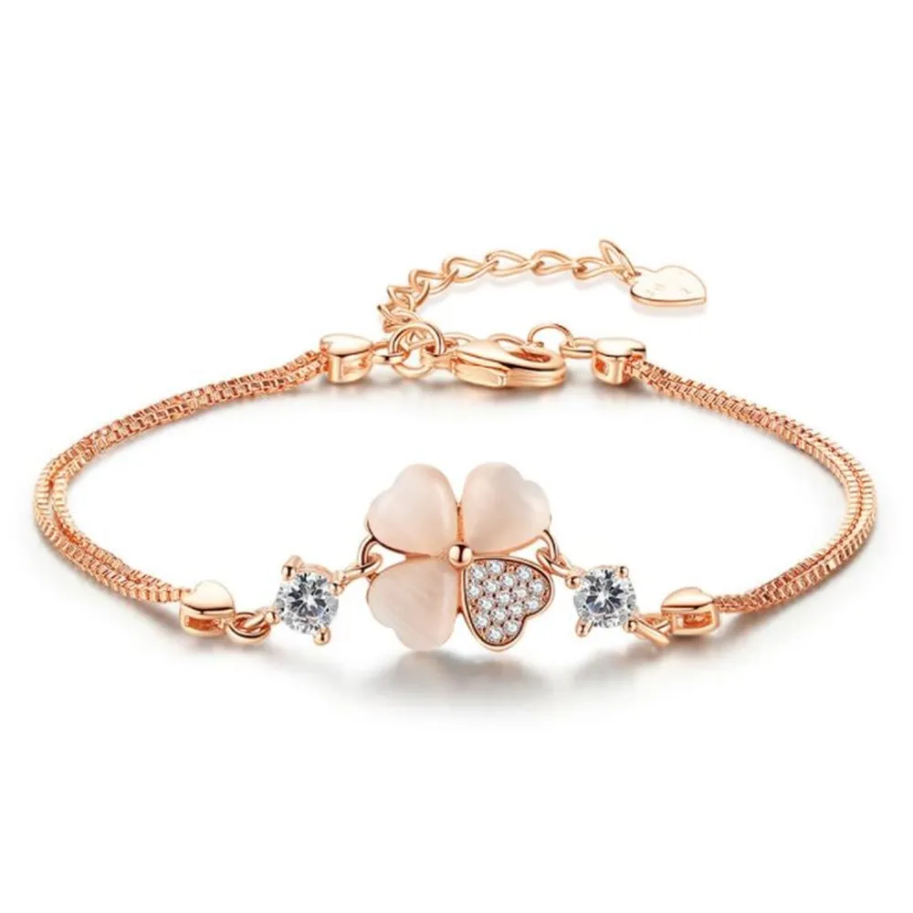 

NEHZY 925 Sterling Silver Bracelet Fashion Jewelry High Quality Flower Clover Retro Simple Zircon Spring Buckle Bracelet 21.5CM
