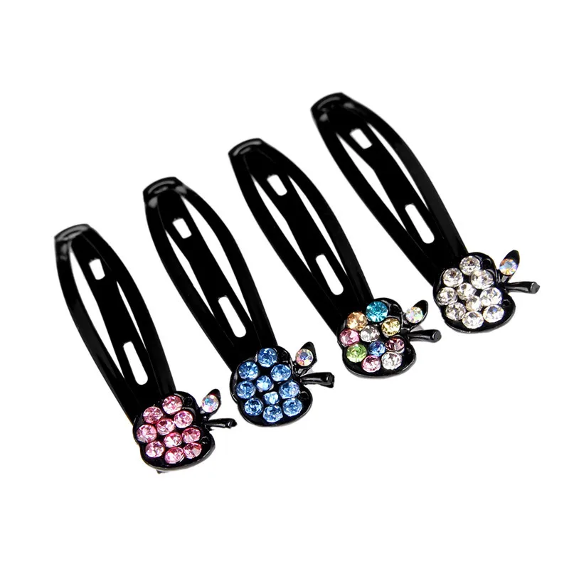 

7CM Colorful Crystal Apple BB Clips Metal Hair Clip for Women Barrettes Headwear Girls Kids Bangs Hairpins Children Accessorie