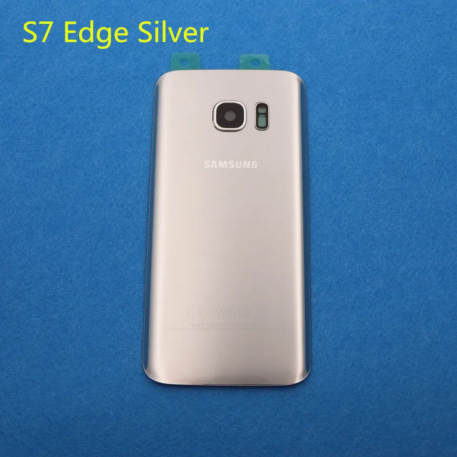 S7 Edge Silver Новая задняя панель стеклянная задняя крышка батарейного отсека для samsung Galaxy S7 G930 G930F G930FD S7 Edge G935 G935F G935FD+ наклейки объектив камеры - Цвет: S7 Edge Silver