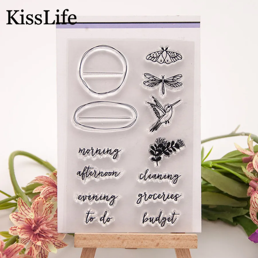 1 Sheet Circle Frame Dragonfly Morning Budget Leaves Clear Rubber Stamps for Card Making Scrapbooking Christmas | Дом и сад