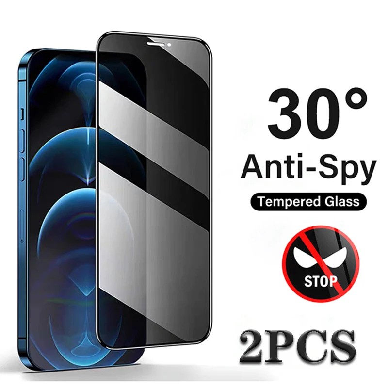 

2PCS Privacy Tempered Glass For iPhone 11 12 13 PRO MAX Mini X S XR XS MAX Screen Protector For iPhone 11 12 Anti Spy Glass Film