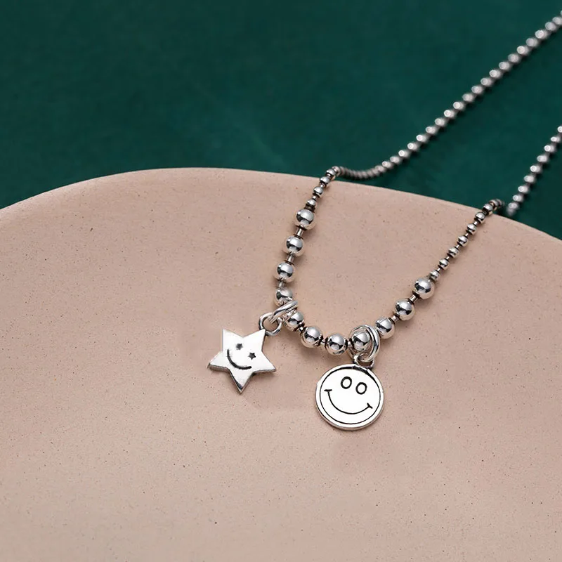 ANENJERY браслет с подвеской в виде Луны и звезды имитирующий жемчуг 925 пробы серебро