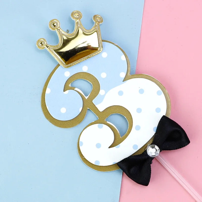 

WOHLTAO Детский торт топпер день рождения розовый синий 1 2 3 года