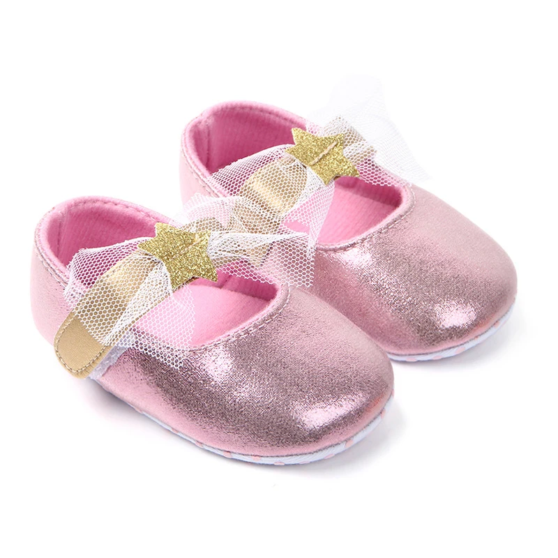 pink Обувь для новорожденных девочек; коллекция года; прогулочная обувь для маленьких девочек; обувь с бантом; цвет РОЗОВЫЙ, золотистый - Цвет: pink