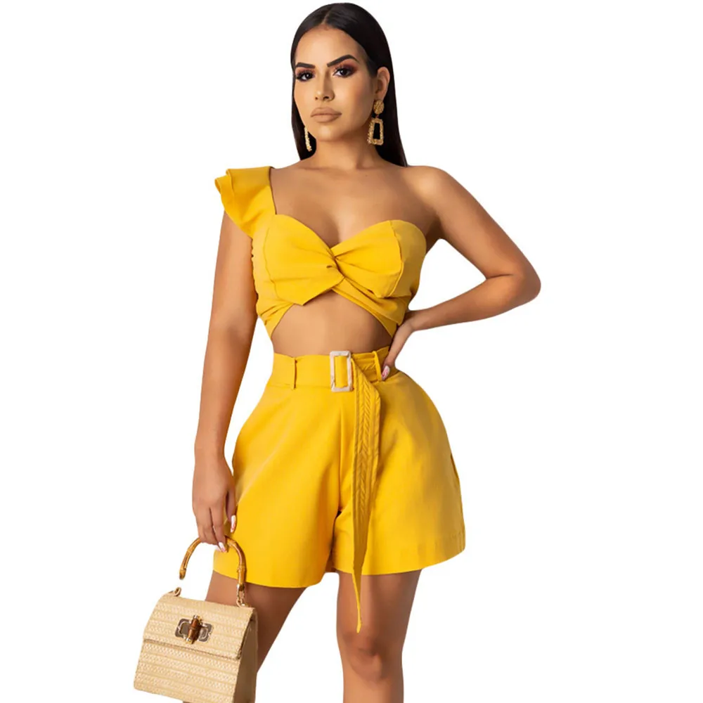 Пикантные вечерние комплект из 2 предметов женский костюм Драпированный Топ без