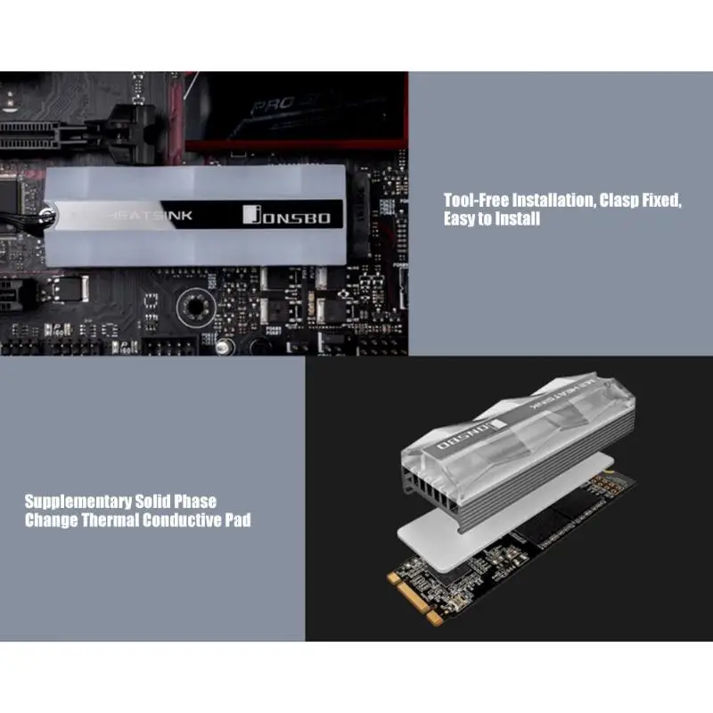Jonsbo ARGB вентилятор M.2-2 SSD Охлаждающий радиатор алюминиевый кулер тепловой коврик Pin охлаждающая подставка для 2280 SSD жесткий диск