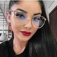 nywooh trendy cat eye glasses frames for women transparent optical eyeglasses ladies metal hollow frame female fake eyewear