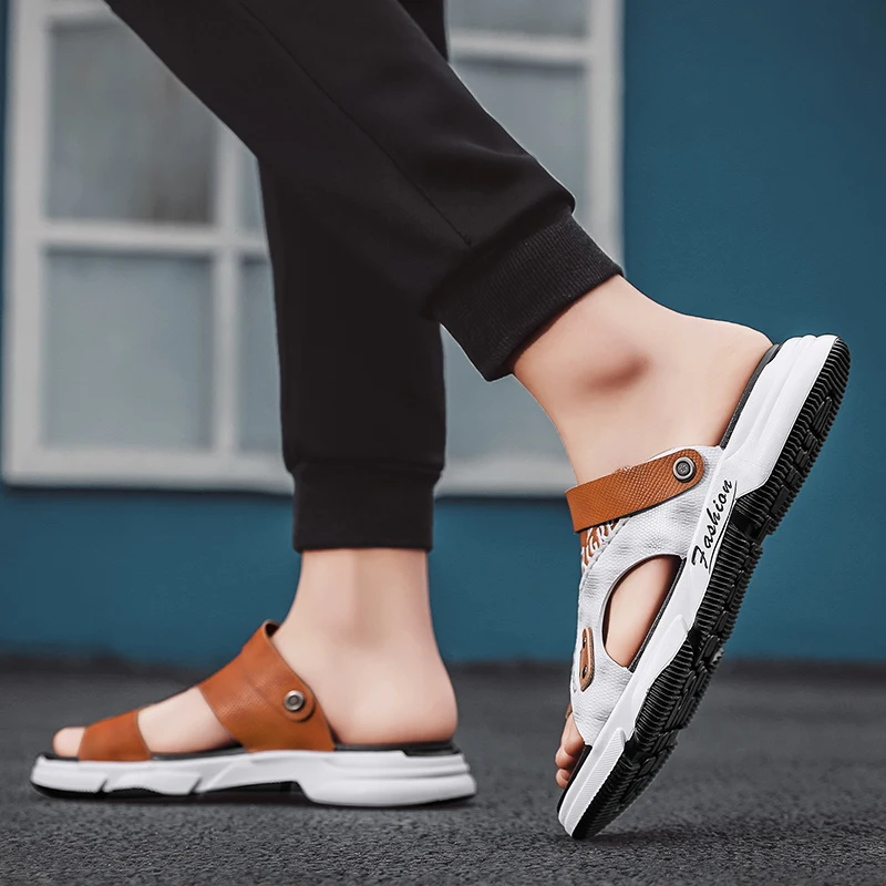

Fashion Trend Outdoor Sandals Men Men's Rubber Casual Slippers Shoes Fashion Streetwear Summer Slipper Massage Street Mens
