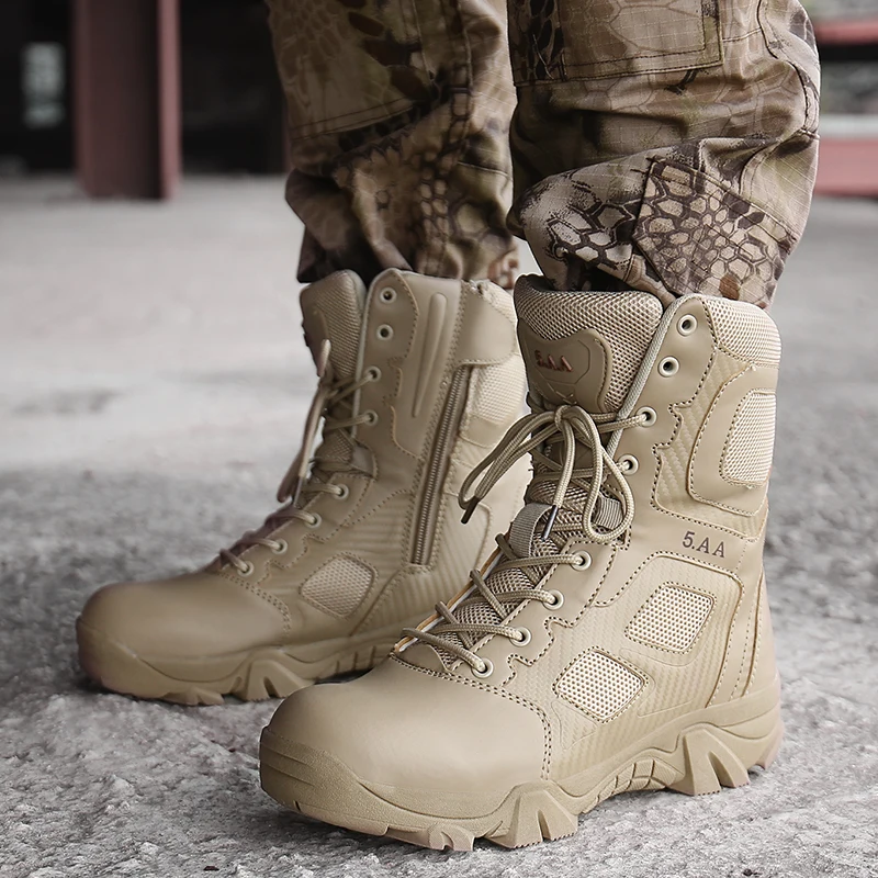 

Men's Autumn 2021 Ultra Light Desert Zipper Clasp Tactical Boots Wearable Hiking Boots Non-slip Hiking Shoes Plus Size39-47