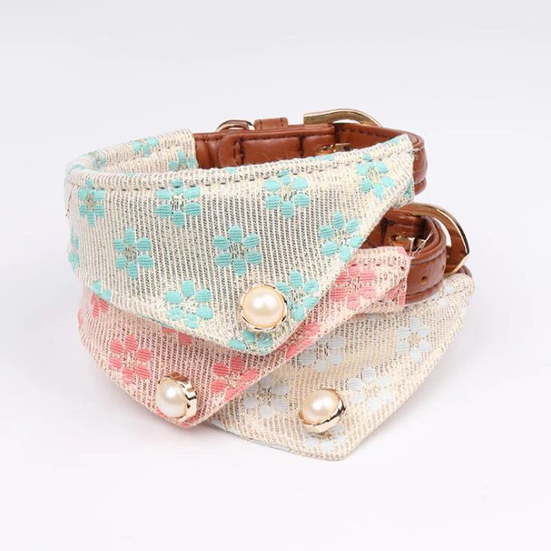 Модный милый нагрудник из искусственной кожи с цветочным принтом для домашних