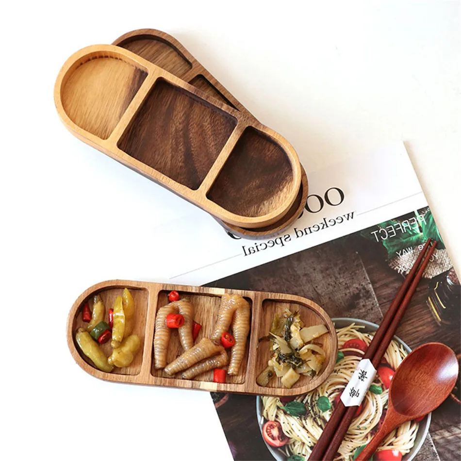 Посуда чайный поднос контейнер пищевая тарелка деревянная фруктовые блюда ретро