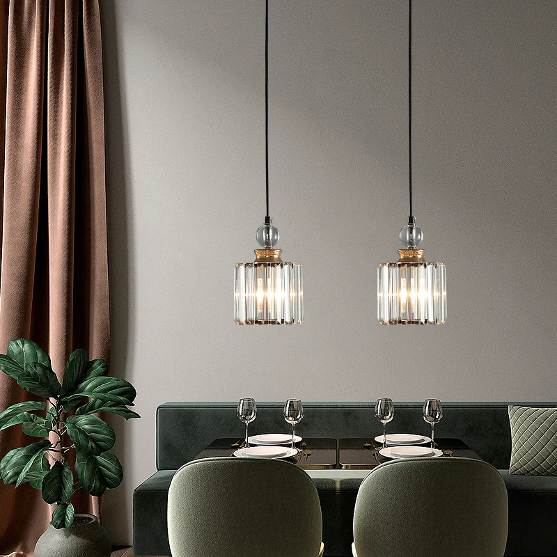 

Modern Creative Crystal Led Chandelier Pendant Lamp E14 Industrial Lustre Pendant lamps for Kitchen Decorative Hanging Luminaire