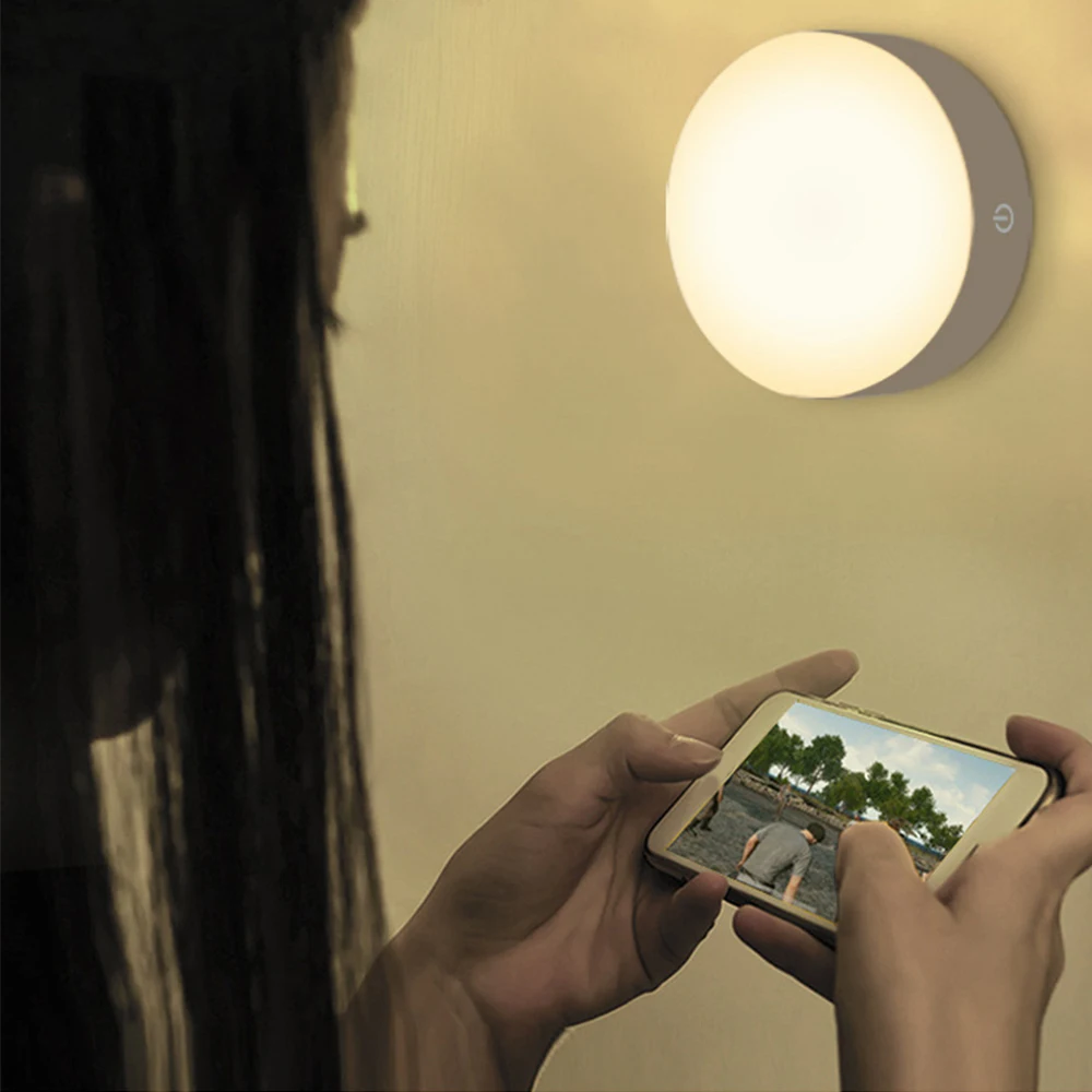 

Portable LED Puck Night Lights Dimmable Touch Light Battery Rechargeable LED Tap Lights Magnet Stick For Bedroom Nachtlampje