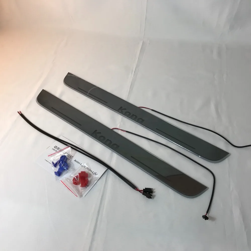 

Infrared sensor control led door sill plate strip welcome light threshold guard protectors for Hyundai kona 2018