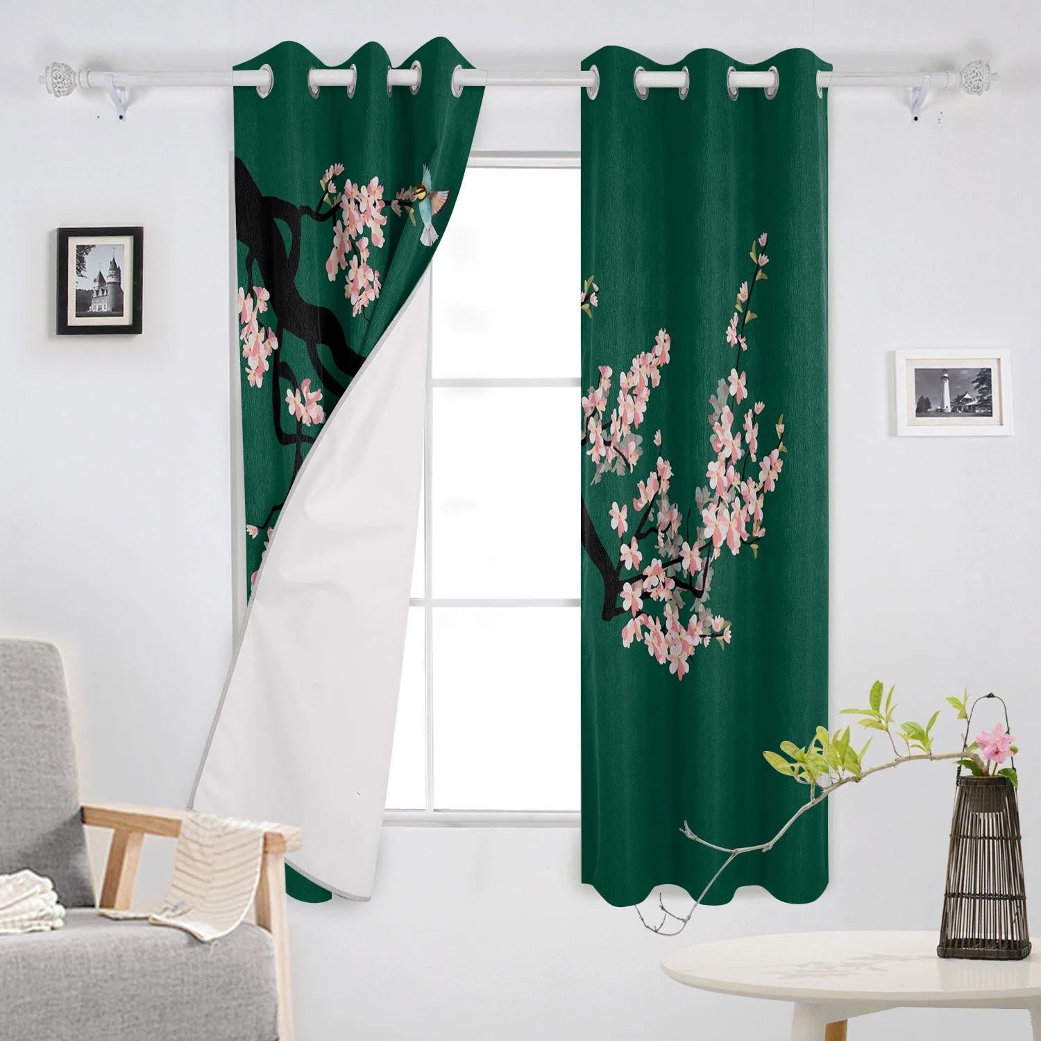 Весенние оконные шторы в китайском стиле с птичьими цветами для гостиной