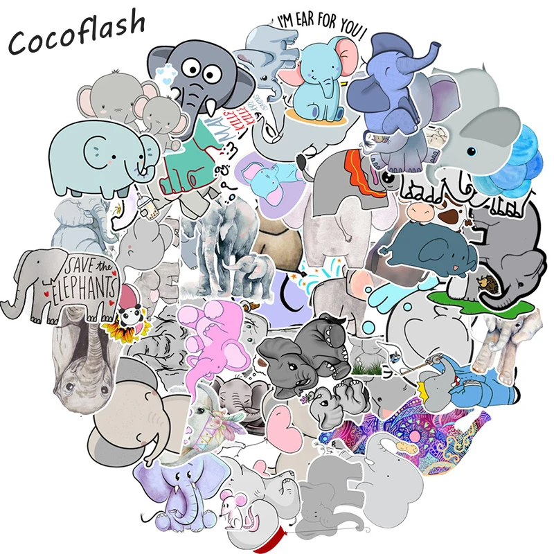 10/50PCS/PACK Cartoon Animal Elephant lovely Stickers For Motorcycle Skateboard Laptop Phone Guitar Not Repeating Pegatinas