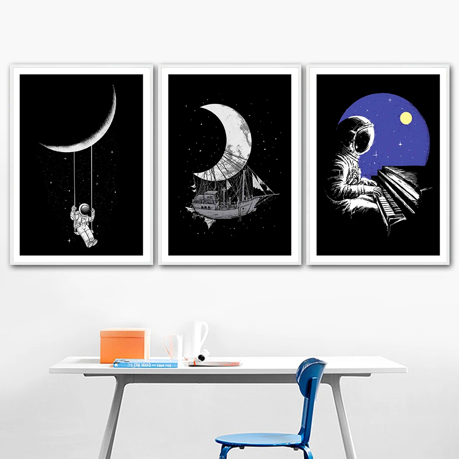 Корейский стиль астронавт Космос Луна Звезда мультфильм настенная Картина на