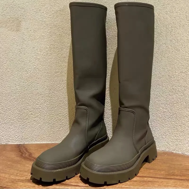 

Za Women Knee High Boots Pu Warm Boots Winter Platform Casual Shoes Autumn Motorcycle Boots Fashion Women's High Boots Increase