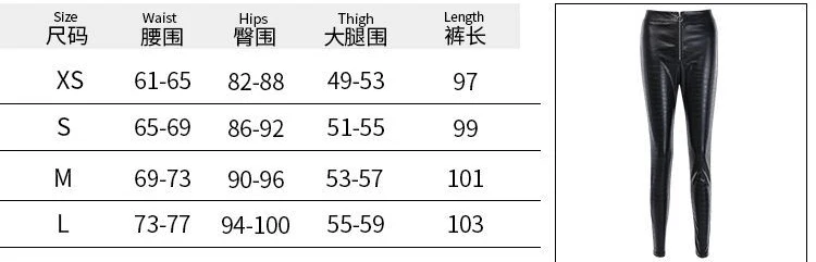 

Pu Leather Pants Women Print High Waist Pencil Skinny Pants Office Ladies Trousers Casual Slim Streetwear Trousers F90403