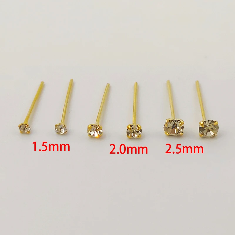

925 sterling silver Nose Stud clear crystal straight nose pin piercing 20pcs/lot for women