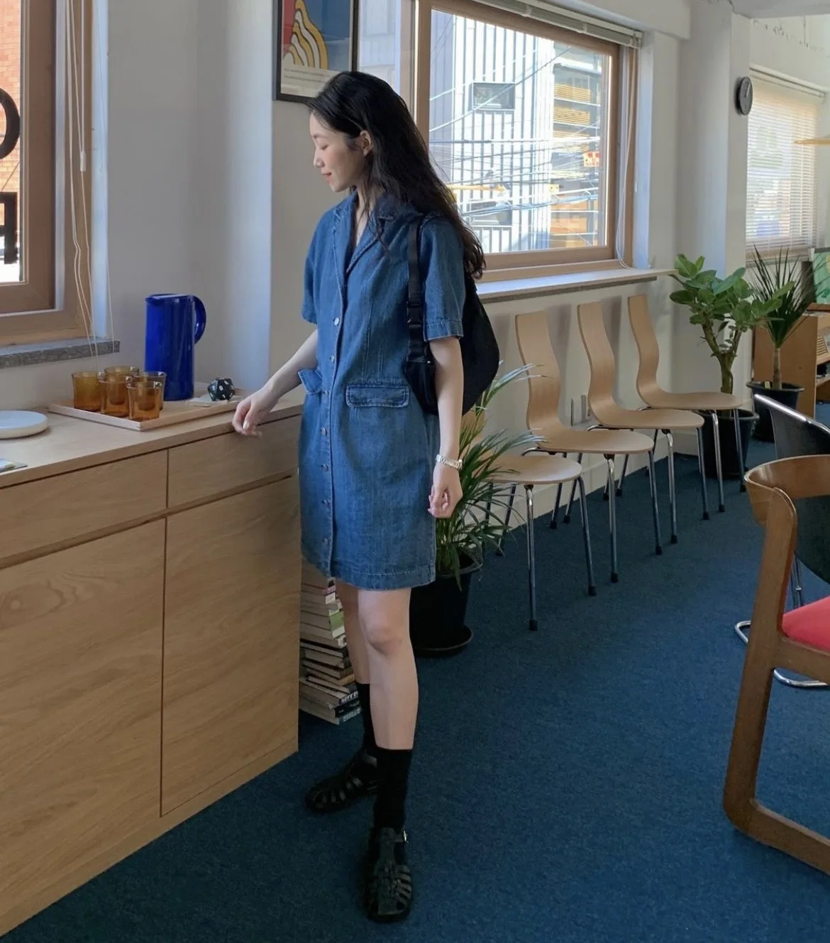 Женское летнее свободное джинсовое платье 2021 модные платья в Корейском стиле 1687