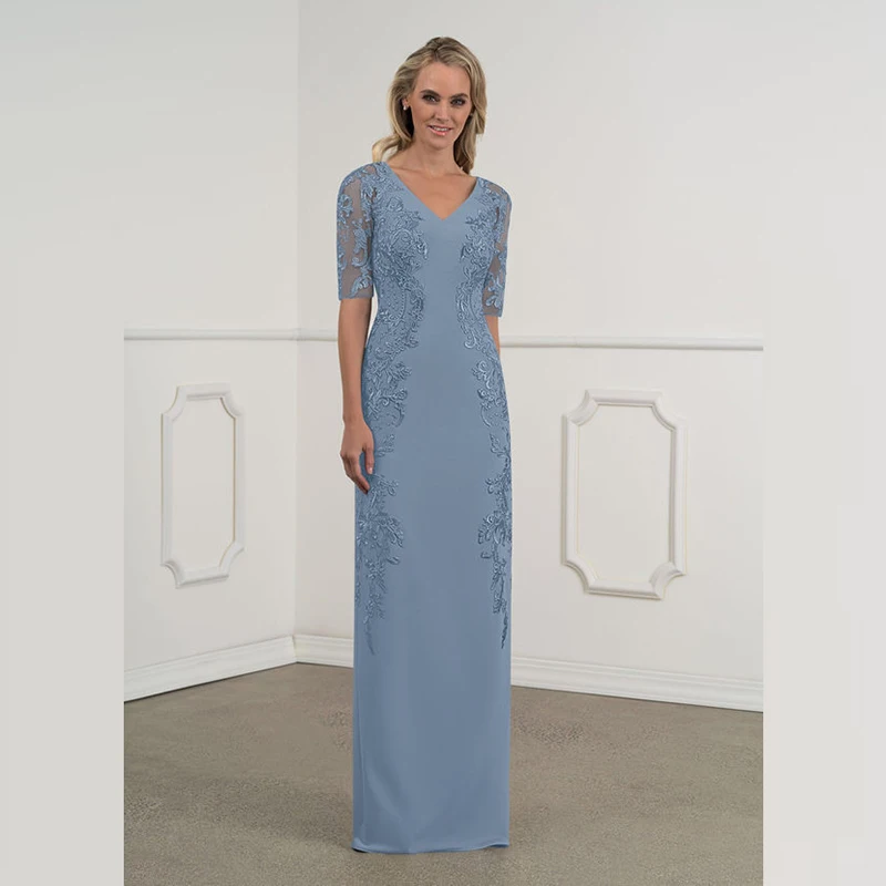 Изящное Платье футляр с рукавом до локтя v образным вырезом платья для матери