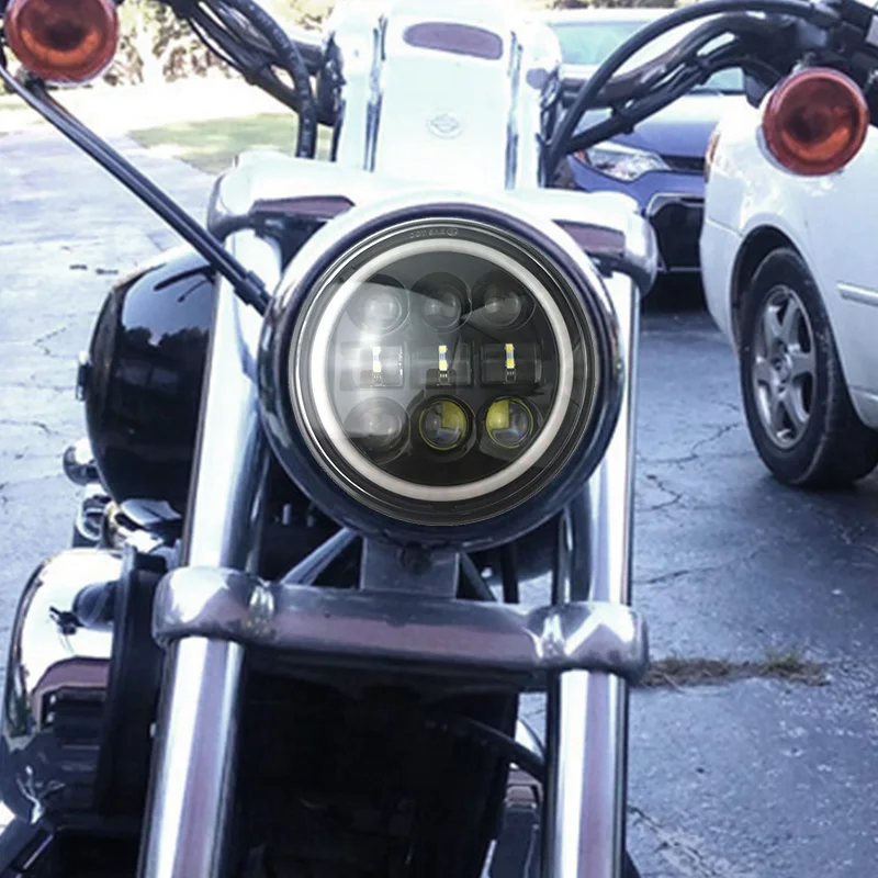Светодиодный налобный светильник для мотоцикла 5 3/4 дюйма 75 с кольцом Halo Harley Sportster