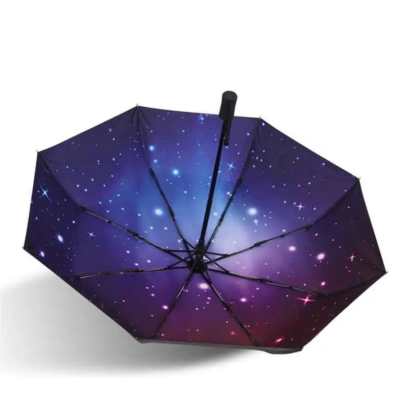 Складной зонт ветрозащитный черный клей с УФ-покрытием компактный дорожный для