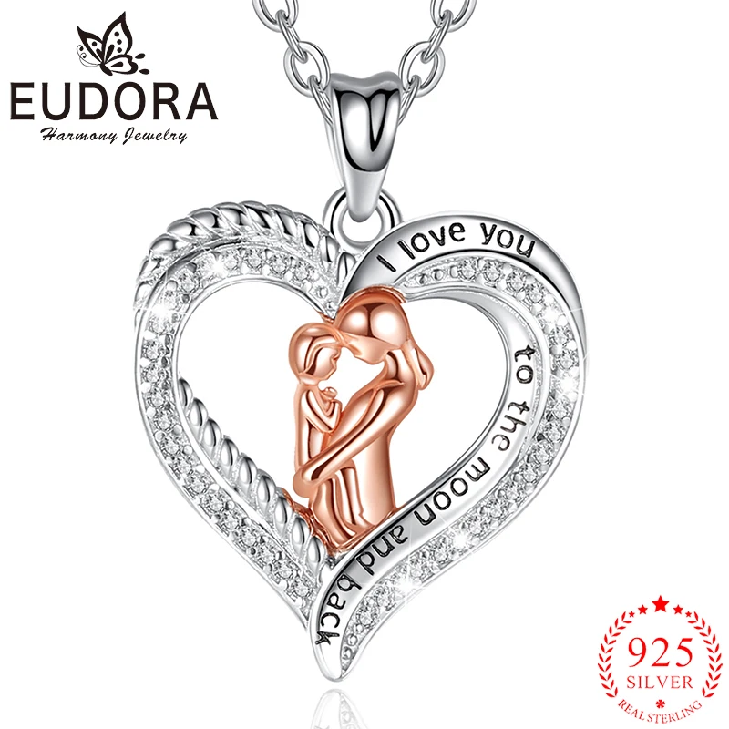 

Eudora 2021 new 925 sterling silver mother and child pendant necklace fashion jewelry pregnant woman gift CYD751