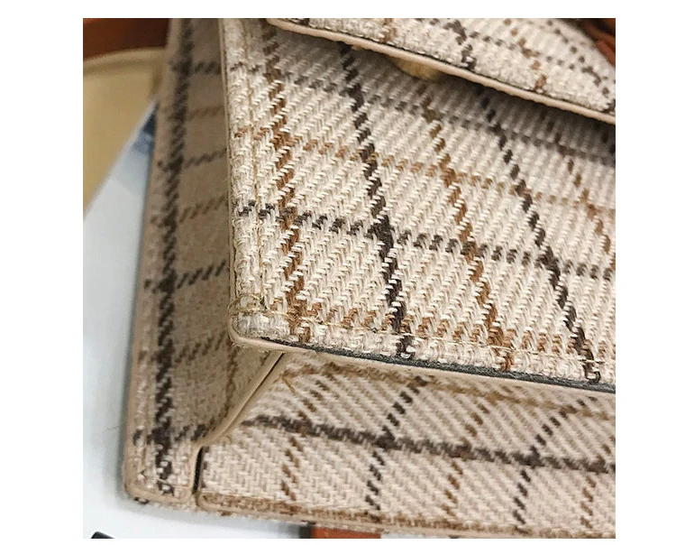 

Lady's handbag Women's Messenger Fashion Flap Wool Plaid Stripes Belt Buckle Shoulder Bags High Quality Women's Handbags F123001