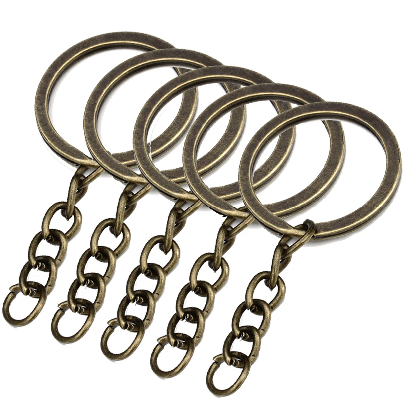 10/5Pcs Key Chains with Split Ring Antique Bronze Plated Silver Gold 30mm Long Keyrings Keychain for Pendant Charms | Украшения и