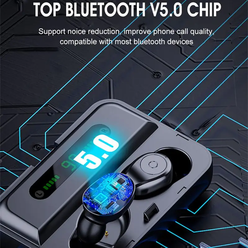 CLAITE Беспроводная Bluetooth гарнитура 5.0 Наушники F9 TWS Smart Control Button IPX7 Водонепроницаемые