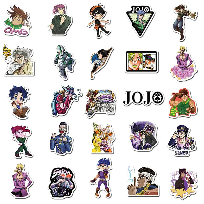 Pegatinas de guitarra de Anime para ordenador port&aacute;til, equipaje de monopat&iacute;n impermeable de PVC, pegatina de Graffiti Chico, 10/30/50 Uds. Por paquete la extra&ntilde;a aventura de Jojo-3