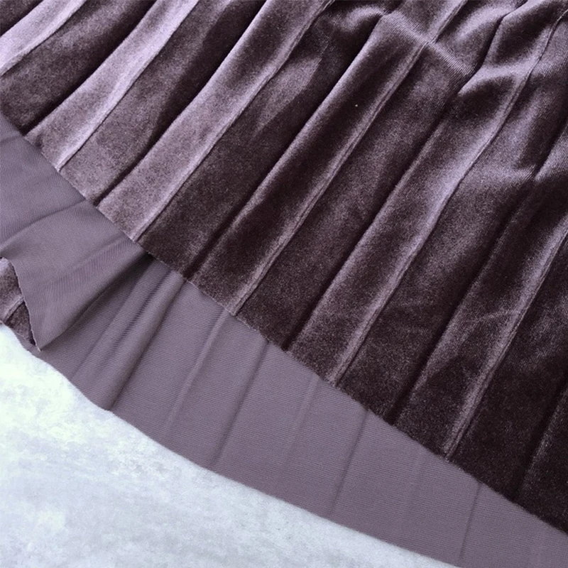 Женская бархатная длинная юбка Повседневная плиссированная с высокой талией