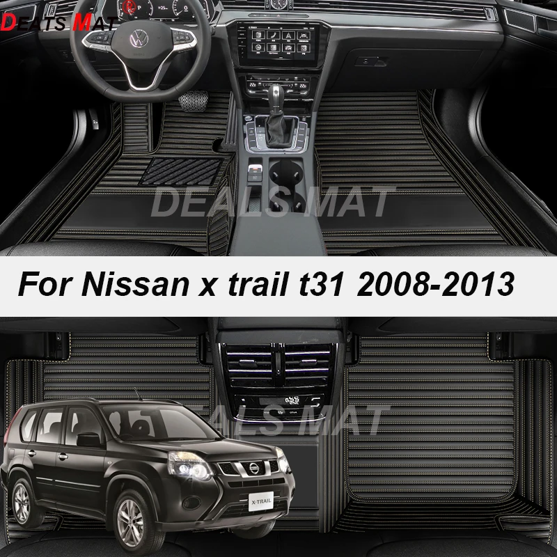 

Custom 5 Seats Leather Luxury Auto Car Mats With Pockets Floor Carpet Rug For nissan x trail t31 2008 2009 2010 2011 accessories