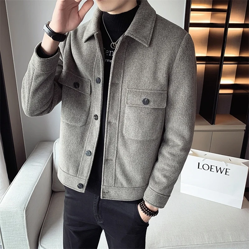 Осень-зима 2022 новое шерстяное пальто мужское кашемировое приталенная шерстяная