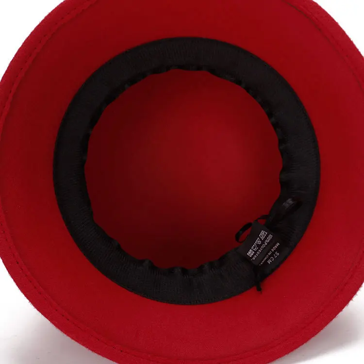 Осенняя женская шапка с широкими полями модная жемчужинами зимняя федора для