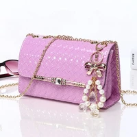 women fashion woven clutch wallet large capacity leather purse lady casual chian shoulder crossbody bag lipstick cosmetics pouch