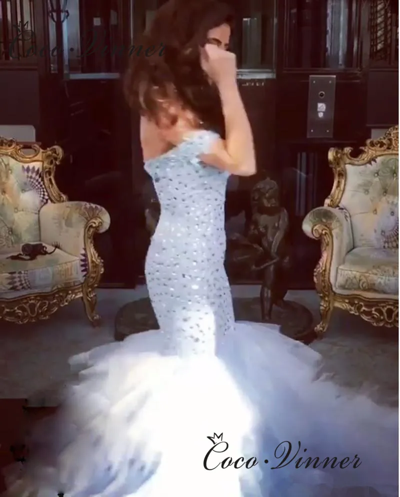 

Cap Sleeves Sequin Beading Vintage Mermaid Wedding Dress Lace up back Plus Size Tassel Train Custom Made Bride Dress W0629