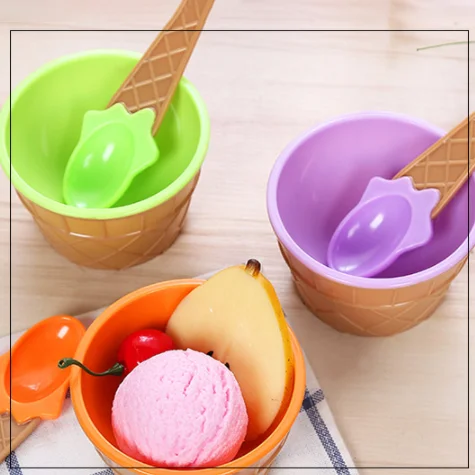 

Norbi Cute Candy Color Baby Dessert Ice Cream Bowl Spoon Multicolor Plastic Ice Cream Ice Cream Bowl 6 Pcs/Set Kitchenware