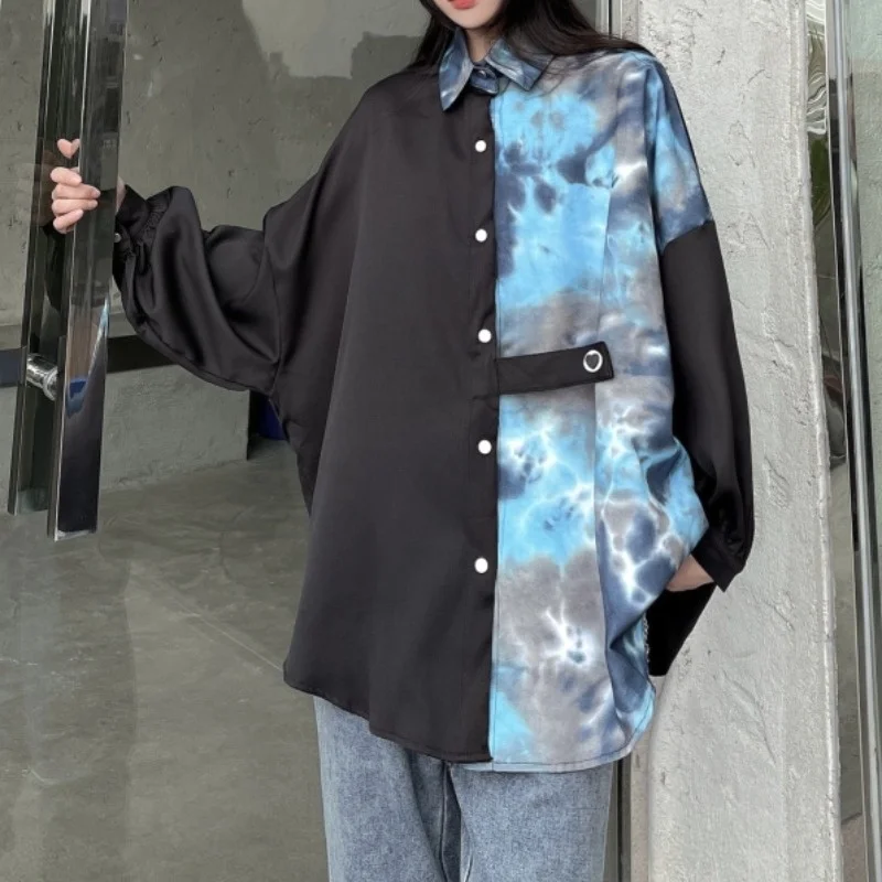 Женская рубашка в стиле Харадзюку панк готическая Черная блузка топ новинка