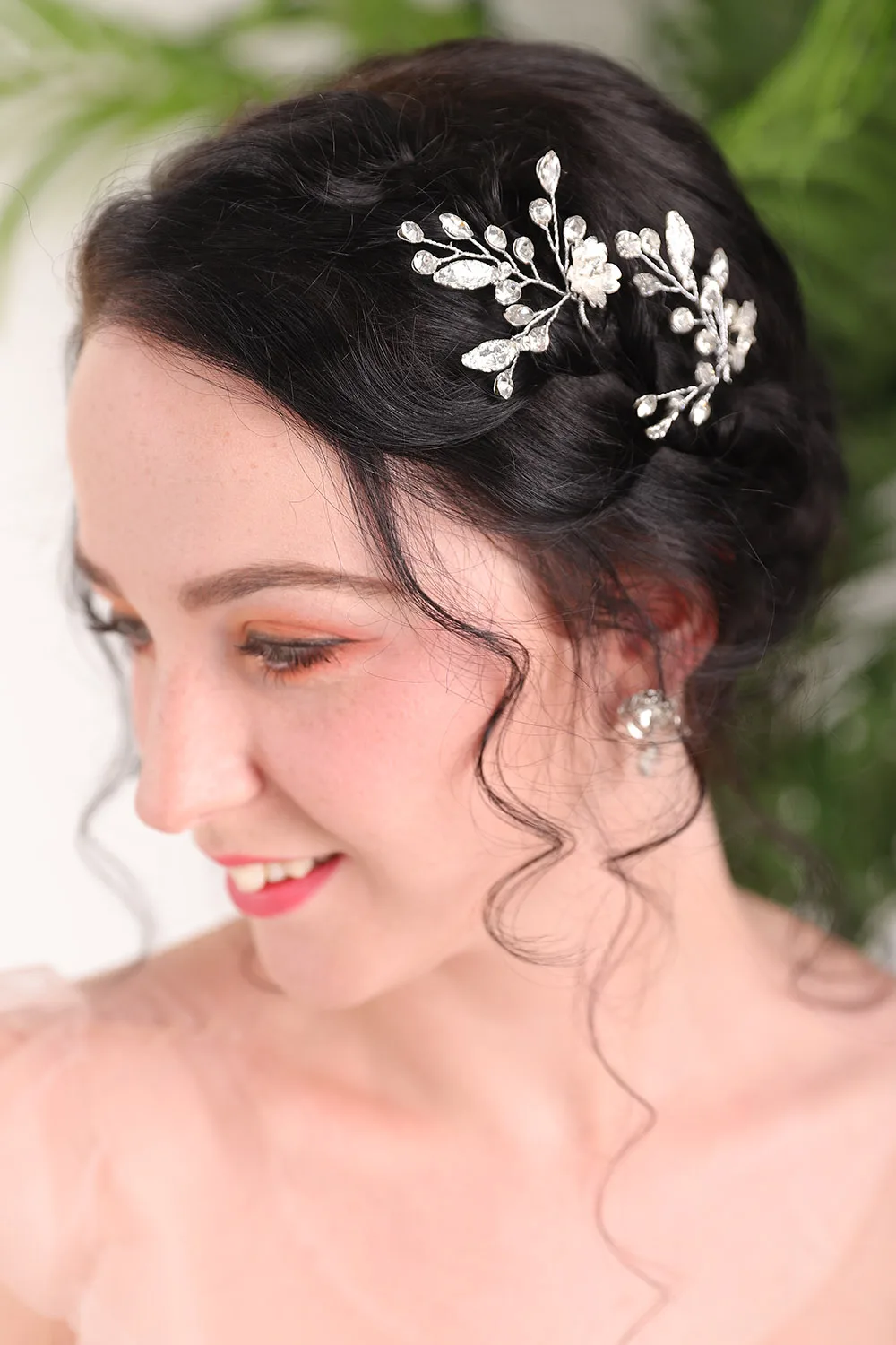 Элегантные серебряные стразы с листьями вечерние женские свадебные заколки для