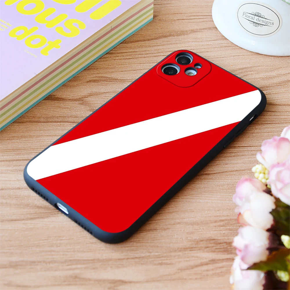 

For iPhone Scuba Diving Flag Print Soft Matt Apple iPhone Case 6 7 8 11 12 Plus Pro X XR XS MAX SE